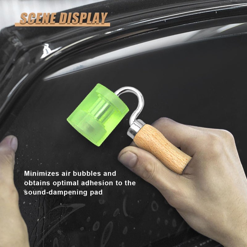 ZIMISI Car Sound Deadening Roller, Wallpaper Seam Roller with Wood Handle, Audio Sound Deadening Application Tool for Heat Abatement Mat, Noise Filter Pads, Wallpaper (1PC) - Image 4